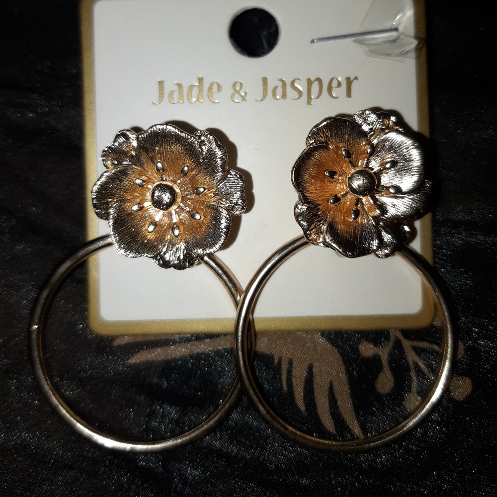 Beautiful  Pierced  Flower Hoop Earrings